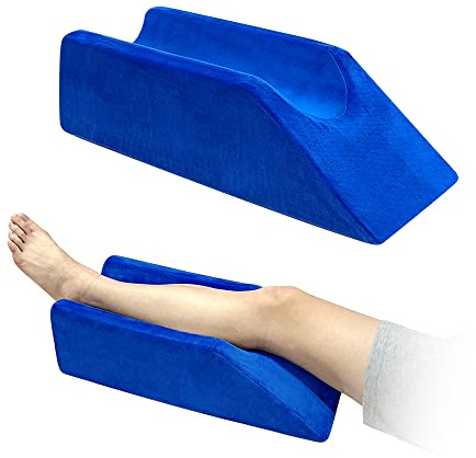 Leg Elevation Pillow Wedge Knee Foam for Sleeping Ankle Post Surgery Foot Leg Rest Pillows Knee Support Cushion Medical Pillow Leg Elevator Bed Positioning Wedge Surgery Recovery (Blue, 50cm Long)