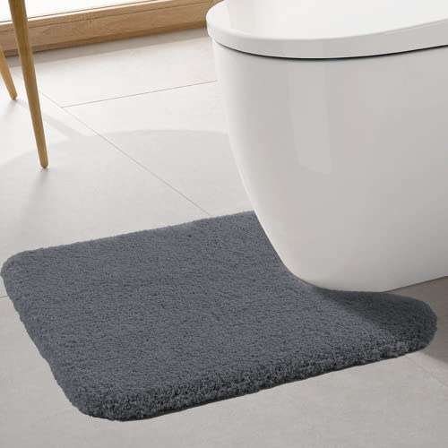 ROLIZOE WC Vorleger mit Ausschnitt Extrem Dicker WC Teppich rutschfest Klovorleger Hochsaugfähige Stand WC-Vorleger Super Weich Toilette Badteppich Mikrofaser 50 x 60cm, Dunkelgrau