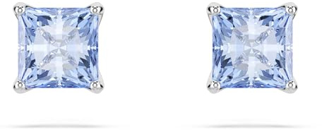 Swarovski Orecchini a lobo Matrix, Taglio squadrato, Blu, Placcato rodio
