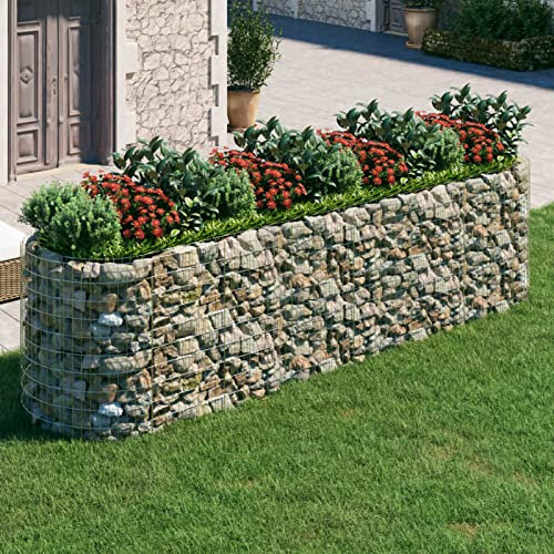ZEYUAN Gabionen-Hochbeet, Kräuterspirale, Hochbeet Im Garten, Pflanzkübel, Pflanzsteine, Verzinktes Eisen 400x100x100 cm