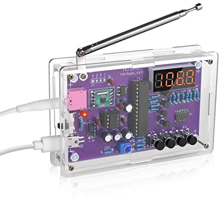 DONGKER Kit radio FM, projets de soudure, kit électronique à faire soi-même, radio numérique, récepteur sans fil pour apprendre et enseigner, avec prise casque 3,5 mm