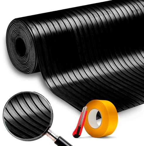 Rouleau Caoutchouc | Dessin de Cordon 50cm Large x 2m Long | Tapis de Sol | Tapis Antidérapant Voiture | Revetement Sol Extérieur | Plancher pour Remorque | Tapis pour Garage