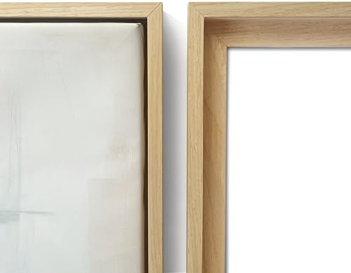 Flytande canvasram 30 x 30 cm (träfärgad): monterad träram upphängningskit ingår, robust furu träram för visning av tavlor på väggen, elegant design