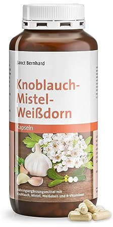 Sanct Bernhard Knoblauch-Mistel-Weißdorn-Kapseln | Mit Knoblauch, Mistel, Weißdorn & B-Vitaminen | 480 Kapseln