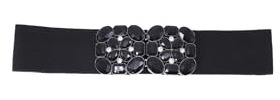 QUEEN HELENA Cinturón de Joyería Elástico para Mujer CI022-11 Negro, Talla única