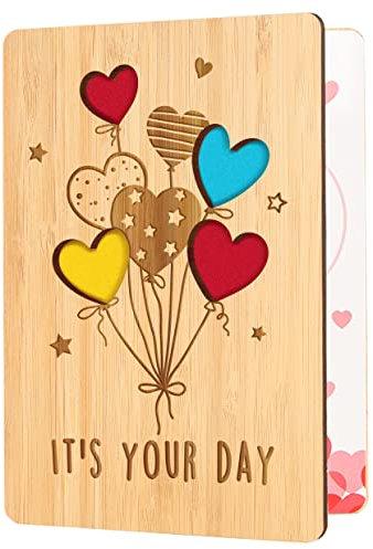 Giftasy Geburtstagskarte Frau, Hochzeitskarte aus Bambus, Happy Birthday Karte, IT'S YOUR DAY