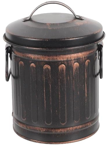 Fituenly Mini-Eimer für den Kamin Vintage-Metalleimer mit Deckel und Griff Eimer für Feuer Holzofen