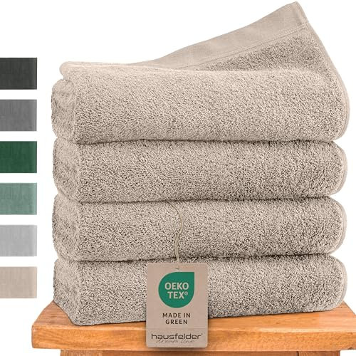 Hausfelder Handtücher 50x100 cm – Premium 500g/m² Handtuch 4er Set - 100% Baumwolle, Ökotex Zertifiziert (50x100cm Beige)