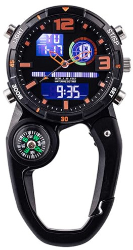 VOSO Carabiner Watch Luminous Clip on Quartz Watch Compass, Glow in The Dark Clip On Unisex Pocket Backpack Buckle Belt Watch for Doctors Chefs Outdoor Climbing