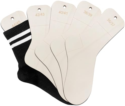 BYZESTY Lot de 5 planches à chaussettes taille 36-45 - Avec indication de taille - Pochoir à chaussettes - Bloqueurs de chaussettes - Pour le tricot, le crochet