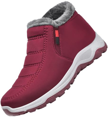 AZMAHT Bottes Et Boots Barefoot Homme Femme Hiver Bottine De Neige Minimalistes Chaussures d'hiver Chaudes Garder Au Chaud Chaussures De Marche Nordique Homme,Rouge,41 EU
