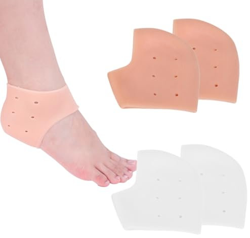 QEDBOJE 2 Pares de Almohadillas para el Talón, Protector de Silicona, Adecuada para Espolones y Fascitis Plantar, Alivia el Dolor y Talones Secos y Agrietados, Taloneras Silicona para Zapatos