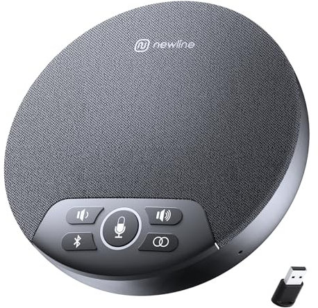N newline Altoparlante e microfono da conferenza, 4 microfoni AI Pickup vocale a 360°, Plug & Play, vivavoce Bluetooth con dongle, collegamento a margherita wireless, riduzione del rumore