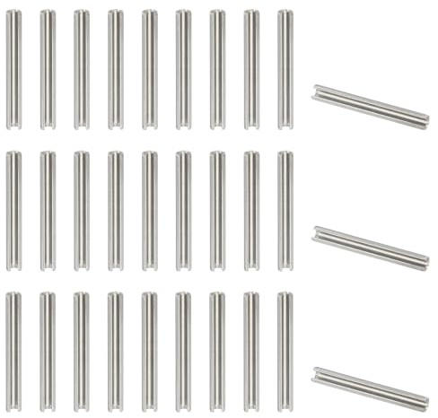 PATIKIL Slotted Spring Pin 1/8 x 1 (3.2mm x 25mm) Silver 50 Pcs | 304 Stainless Steel, Split Roll Pins, Spring Dowel, for Home Improvement Automotive Machine Repair