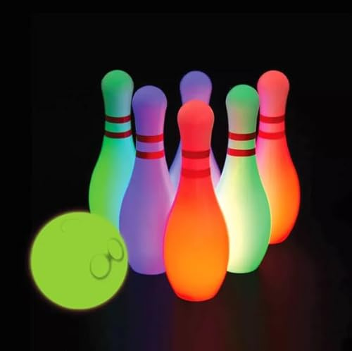 GBS Brothers LED Light‑Up Bowling Set for Indoor & Outdoor Play, Color‑Changing Glow Bowling Game with LED Pins & Ball, Perfect for Family Game Night, Kids Parties & Backyard Fun