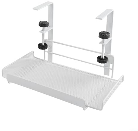 Plateau de rangement sous le bureau avec hauteur réglable de 4, 5 à 8 et 5 cm pour une gestion des câbles propre et bien rangée (blanc, S)
