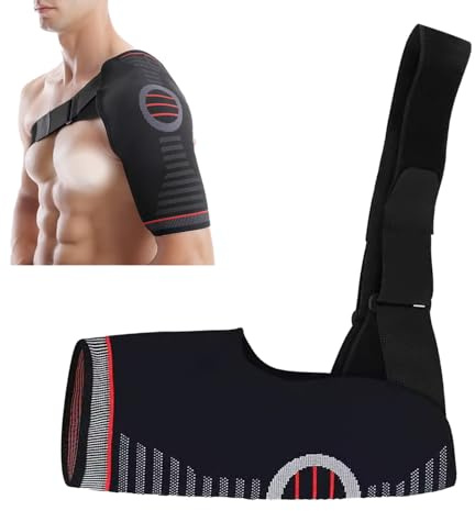 Shoulder Support, Adjustable Shoulder Brace, For Torn Rotator Cuff,Support Brace Arm Sling Immobilizer, For Men Women Pain Relief,Injuries, With 2 Adjustment Straps,Fits Right or Left Shoulder (black