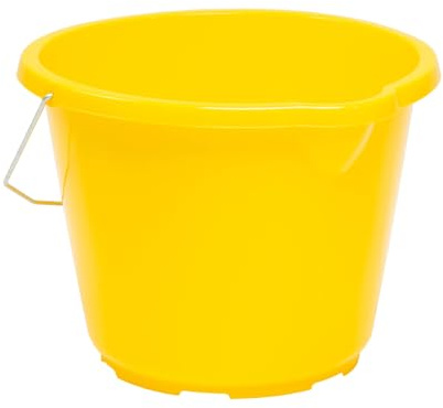 8L Plastic Yellow Bucket Heavy Duty Builders Water Storage Strong Metal Handle