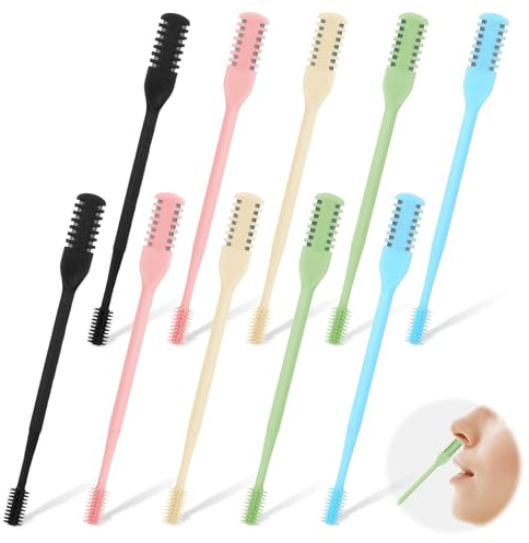 GEEHUA 10 Pcs Manual Nose Hair Trimmer for Men Women, 360° Rotating Nasal Hair Removal Cutter, 2-in-1 Stainless Steel Nose Trimmer with Ear Cleaner