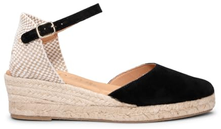 miMaO. Espadrilles à petit talon compensé en cuir pour femmes. Fabriquées en Espagne