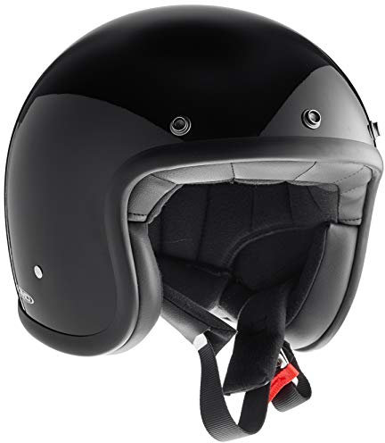DMD Herren Jet-Vintage Motorradhelm, Schwarz Solid, L