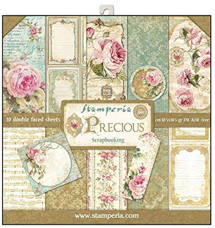 Stamperia Bloc Papier Scrap double Face 10 feuilles 30,5x30,5 (12x12) - Cadeaux Precieux multicolore SBBL24