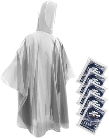 Hagon PRO Disposable Rain Ponchos for Adults (5 Pack)