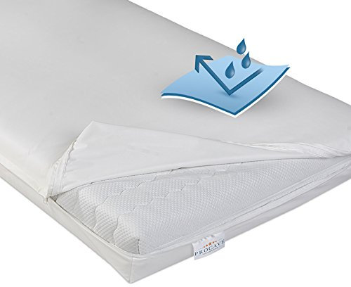 PROCAVE wasserdichter Matratzenbezug in weiß, atmungsaktiv und abwischbar 90x200 cm für Matratzen-Höhe 25 cm - Made in Germany