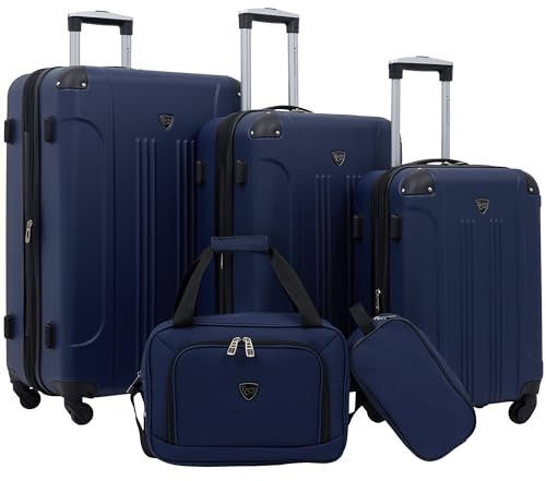 Travelers Club Chicago Hardside Expandable Spinner Luggages, Navy Blue, 5 Piece Set, Chicago Hardside Expandable Spinner Luggage