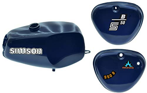 Serbatoio di bufalo con coperchio laterale per Simson S50 S51, blu perlato metallizzato, interno sigillato