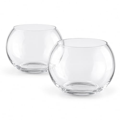 Floralcraft® 30cm Clear Glass Fish Bowl Round Centerpiece Display Vase Terrarium, Sphere Bubble Ball Flower Vase for Home Office Hotel Wedding Decoration (Set of 2)