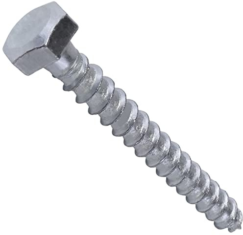 AERZETIX - Juego de 50 Tornillos para Madera Tirafondos M5x40mm - con Cabeza Hexagonal 6 Lados - DIN571 - en Acero Galvanizado - Montaje Fijación Marco de Madera Contrachapado Aglomerado