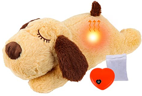 Juguete para Cachorros con Latidos del Corazón y Bolsa Caliente, Juguete de Ansiedad para Perros de Peluche Suave para Dormir Ayuda al Comportamiento Cachorro Corazón para Cachorros Perro Mascota