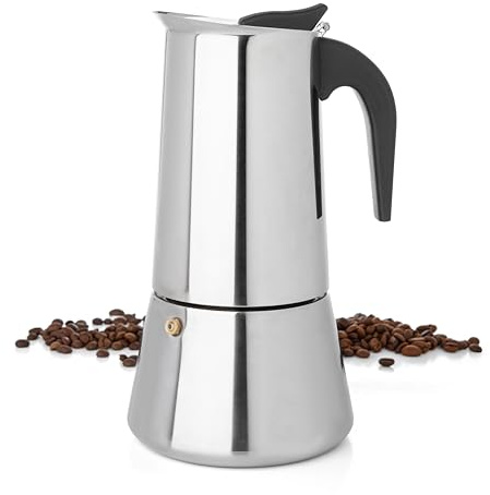 Mixpresso Greca - Cafetera espresso para estufa de 12 tazas de 600 ml, olla Moka con diseño de percolador de café, cafetera de acero inoxidable para camping o uso doméstico, cafetera italiana