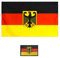 SLEEKEE 1 Drapeau Aigle Allemand avec Œillets en Métal, 1 Patch en Tissu, Drapeau en Polyester avec Bords Cousus, Adapté pour les Fêtes, Activités de Plein Air (90x150cm), Noir, Blanc, Rouge