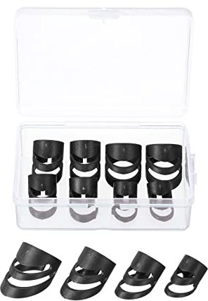 sourcing map Finger Picks Guitar Picks XL L M S Size Black with Storage Box for Guitar Bass Ukulele 8 Pcs
