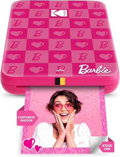 Kodak Barbie x Step Slim Wireless Sofort tragbarer Fotodrucker – Vollfarbige Drucke in Zink 2x3” Aufkleber-Rückseitenfotos von iOS- und Android-Geräten über Bluetooth in der App – Ikonischer Stil