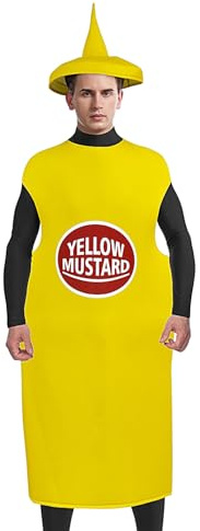 Genérico Disfraz De Mostaza Para Cosplay | Unisex Para Adultos Disfraces Divertidos De Kétchup Y Mostaza | Prendas Originales Unisex Para Hombres Y Parejas Con Accesorios Para Juegos De Rol