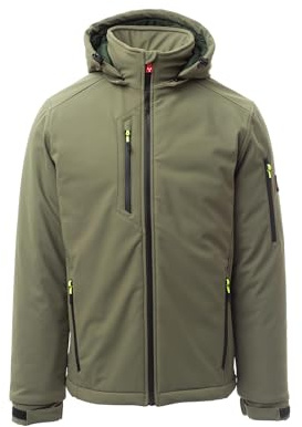 Mivaro Herren Winterjacke Olivgrün Größe 5XL - Softshelljacke wasserdicht winddicht gefüttert Outdoorjacke Arbeit Jagd warm mit Kapuze Reflexstreifen atmungsaktiv Regular Fit Wintermantel S bis 5XL