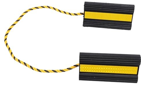 Tbest - Cuñas de rueda resistentes, tapón de goma negro con cuerda de nailon y banda reflectante amarilla para remolques de viaje, autocaravana, camión, garaje, aparcamiento