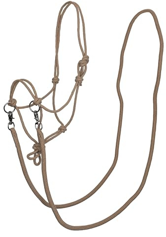 Imperial Riding IRHFree Ride Knot Halter - Lightweight, Robust Rope Halter Made of Strong Polyester Rope, Individually Adjustable, for Training, Floor Work & Everyday Life, Cappuccino, Pony