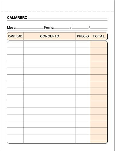 Talonario PRAXTON Camareros Bolsillo Simple, Pack x10