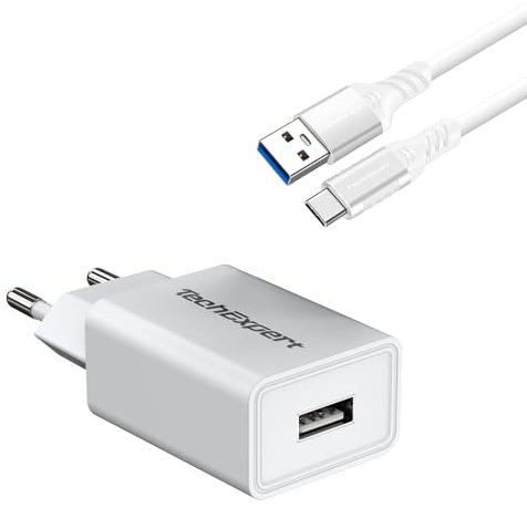 TechExpert - Kit Chargeur Compatible tablettes et Smartphones avec Port USB Type C Blanc 5V 2A 10Watts