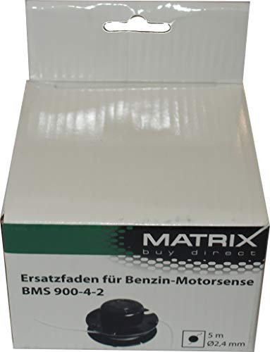 Matrix Ersatzteil Fadenspule komplett für Rasentrimmer BMS 900-4-2 und BMS 4-31-1 (5 Meter Fadenlänge, 2,4mm Fadenstärke)