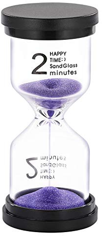 SuLiao 2 Minute Sand Timer Hourglass: Colorful Sand Clock, Purple Small Reloj De Arena Two Minutos, Plastic Hour Glass Sandglass for Kids, Game, Decorative, Kitchen, Toothbrush Timer