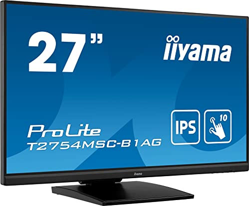 iiyama ProLite T2754MSC-B1AG - Monitor a LED IPS Full HD a 10 punti (VGA, HDMI, USB 3.0), rivestimento antiriflesso, regolazione dell'altezza, colore: