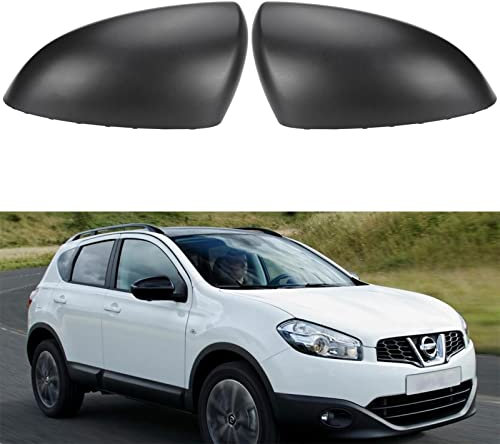 Par de cubiertas de espejo retrovisor de repuesto para Nissan Qashqai 2007-2014, tapa de espejo retrovisor izquierdo y derecho (negro)