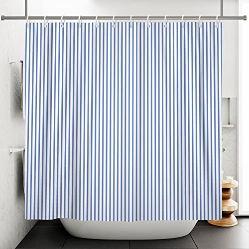 Bovlleetd 152x183cm Duschvorhang für Badewanne, blau-weißer vertikaler Streifen Duschvorhang europäischer Badezimmer-dekorativer Vorhang wasserdichter Badewannen-Vorhang für Badewannen-Dekoration