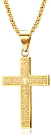 MERTTURM Kreuz Halskette für Herren, Schmuck Edelstahl, Kreuz Anhänger mit 60cm Kette, Farbe Silber Schwarz Gold(lichtecht & schweißfest)