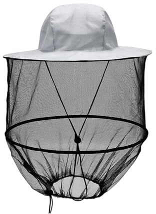 Sombrero de Mosquitera Apicultor, Sombreros Antimosquitos, Sombrero de Velo de Apicultor con Malla Disfraz Apicultor Sombrero de Red de Insectos para Colmenar, Pesca, Entusiastas al Aire Libre (Gris)